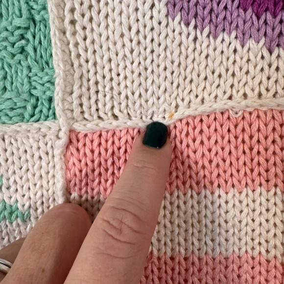 VTG 80s Colorblock Knit Sleeveless Sweater Cottagecore Womens Small Fruit Stripe - Picture 5 of 10